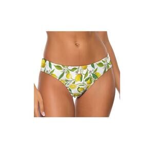Ardene Swim women’s Medium cheeky White bikini bottom yellow lemon print green​